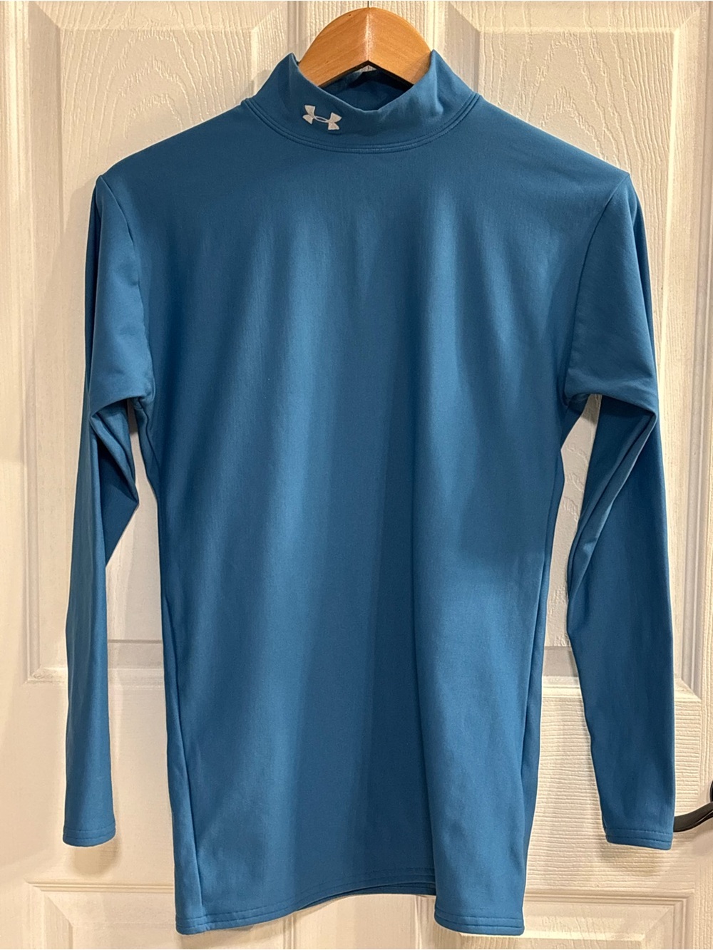 Under Armour Coldgear Mock Neck Fitted Compression Shirt Women’s Large Blue